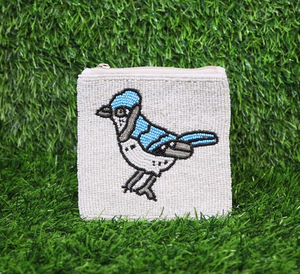 Sac à main perlé décoratif personnalisé pour le jour du jeu avec fermeture à glissière Petites formes carrées Sacs à monnaie perlés - Product Image 4