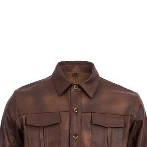 Chemises habillées pour hommes de haute qualité, couleur unie respirante, col montant en cuir, couleur et taille personnalisées, vente en gros - Product Image 6