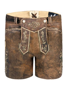 Pantalones cortos bávaros bordados personalizados 2025 Lederhosen de alta calidad para festivales alemanes hechos de cuero genuino estilo informal - Product Image 4