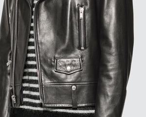 Veste en cuir véritable unisexe, design slim, blocs de couleur, col montant, logo personnalisé, haute qualité, imperméable et coupe-vent - Product Image 5