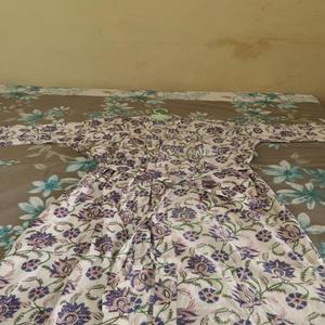 Robe kimono pour femmes, légère, en coton, longueur au sol, col en V, manches évasées, respirante, ample, à fleurs, écologique, été - Product Image 2
