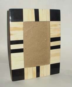 Premium Quality Bone Inlay <b>Picture</b> Border Contrasting <b>Black</b> And Pale Yellow Blocks For Living Room Console Table Or Study - Product Image 5