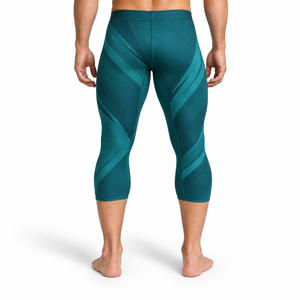 Leggings Capri de Compression pour Hommes, Motif Géométrique, Vert Sarcelle, Taille Élastique, Longueur Genou, Spandex Nylon, Tenue d'Entraînement Ajustée - Product Image 4