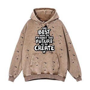Men's Acid Wash Hoodies Plus Size Front Pocket Pullover Heavy Weight Adult Men Acid Wash Hoodie <b>Screen</b> Printed Logo - Product Image 1