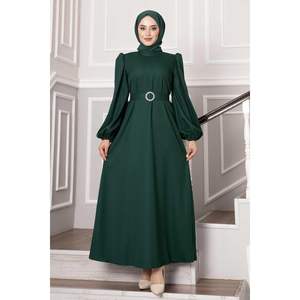 Vestido con cinturón recubierto crepé Esmeralda - Product Image 3