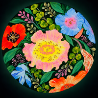 Peinture murale florale en porcelaine cristalline colorée, style botanique vintage, relief 3D carré, pour décoration de salon et de maison
