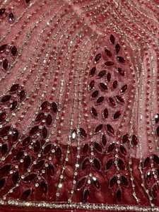 Meilleur prix 100% Polyester tissu perlé de luxe avec Zircon fait à la main fournisseur indien vêtements faisant tissé et motif de maille - Product Image 4