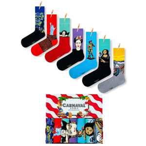 Lot de 7 chaussettes artistiques 1009 à rayures imprimées en nylon, taille unique, légères, résistantes à la chaleur et jetables pour le printemps et l'hiver - Product Image 1