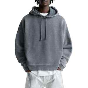 Vente en gros sweat-shirt épais pour hommes en éponge française délavé au soleil surdimensionné en détresse vintage lavé à l'acide sweats à capuche - Product Image 5