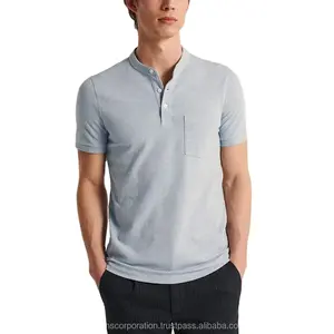 Custom Brand men Golf Clothing Banded Collar Polo Shirt Men Three Button men polo T-Shirts Cotton Blend Pique Tennis Polo Shirt