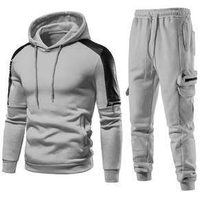 ชุดวอร์มผ้าคอตตอนสำหรับผู้ชายชุดวอร์ม2ชิ้นแบบมีซิปสำหรับฤดูหนาว - Product Image 3