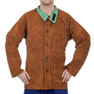 แจ็คเก็ตงานเชื่อมสำหรับคนงานเสื้อแจ็กเก็ตทำงานแขนยาวกันการฉีกขาดแจ็คเก็ตงานเชื่อมหนังวัวระดับพรีเมี่ยมบริการ OEM & ODM - Product Image 1