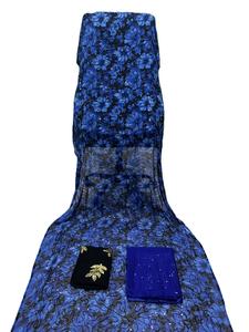 Vestido Dirac de 3 Piezas para Mujer, Estilo Kanga, de Algodón y Elastano Ecológico de Lujo, Mangas Largas, Encaje, Cinta, Estampado Floral, Holgado - Product Image 3