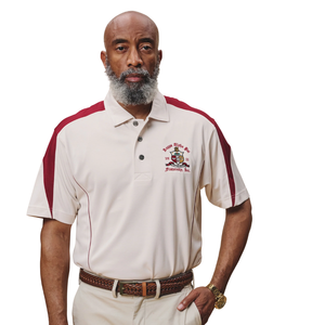 Polo Kappa Alpha Psi con Lettere Greche Drift, Crema e Rosso Scuro, Premium Nupe, Abbigliamento Casual - Product Image 4