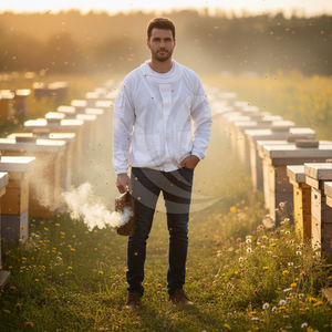 Veste d'apiculteur résistante aux piqûres avec voile de protection, fermeture éclair avant, plusieurs poches, équipement d'apiculteur en gros disponible - Product Image 3