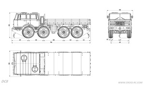 CrossRC DC8 1/12 <span class=keywords><strong>8x8</strong></span> Kit de <span class=keywords><strong>camion</strong></span> brossé <span class=keywords><strong>Tatra</strong></span> Châssis de colonne vertébrale Transmission à 2 vitesses Échelle à engrenages en métal lourd RC Crawler - Product Image 6