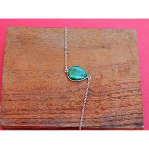 Bracelet malachite en argent sterling 925 cabochon de pierres précieuses fait à la main bracelet à breloques fines pour filles et femmes BR0047-GS - Product Image 1