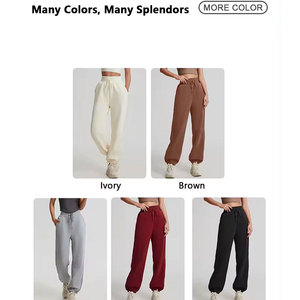 Usine en gros été Fitness Joggers pantalons nouveautés confortable ample décontracté couleur unie jambe large dentelle décoration plat - Product Image 3