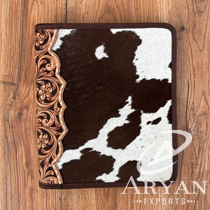 New Custom Top Quality Genuine Leather Business Planner Portfolio Cowhide File <b>Folder</b> <b>A4</b> Document <b>Folder</b> Binder With Card Holder - Product Image 1