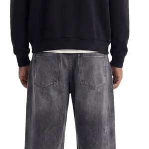 <b>Mens</b> <b>Wide</b> <b>Leg</b> Jeans Vintage Grey Washed Denim Pants Loose Fit Casual Streetwear <b>Trousers</b> Fashion Cotton Full Length Pants - Product Image 4