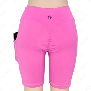 OEM personalizado nuevo Yoga botín corto de tiro alto corto caliente pantalón gimnasio botín corto Fitness Biker corto playa cintura elástica Yoga Leggings - Product Image 3