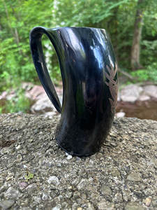 Mug en corne viking authentique fait à la main avec verre à shot, bière froide, chocolat froid, bière, miel, vin, tankard, sublimation vierge, bricolage - Product Image 2
