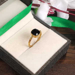 92.5 Sterling Silver Men's Statement <b>Ring</b> <b>Black</b> <b>Onyx</b> Gemstone Rhodium Plated Rectangle Shape 8x8mm 2.15g - Product Image 2