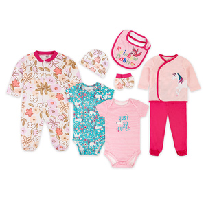 8 pièces de vêtements pour bébé confortables avec body, pyjama, bavoir, chapeau, kimono pour bébé, chaussons et pantalon, ensemble de vêtements pour bébé - Product Image 3