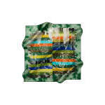 Vintage <b>Green</b> <b>Silk</b> Square Scarf with Leopard and Polka Dot Pattern - Product Image 3