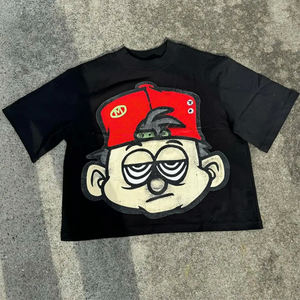 Logotipo personalizado 300GSM Hip Hop Boxy camiseta de peso pesado de alta calidad recortada Camiseta de algodón de gran tamaño Boxy Fit camiseta hombres - Product Image 3