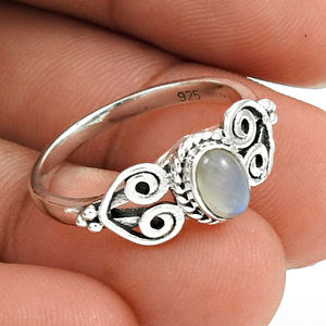 ธรรมชาติสีฟ้าไฟสายรุ้งมูนสโตน 925 เงินสเตอร์ลิงรูปไข่Artisanดูแหวนเครื่องประดับแฮนด์เมดราคาขายส่งซัพพลายเออร์ - Product Image 6