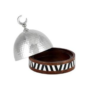 Cazuelas redondas de madera árabe Hotpot con Madre de perla Cazuela de lujo hecha a mano de metal de la mejor calidad Mesa redonda - Product Image 2