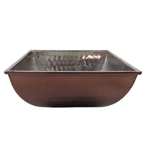 最畅销的一套2个金属方形沙拉碗棕色TPR电脑上菜碗和汤碗桌面装饰手工制作
