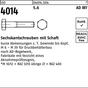 Perno Hexagonal ISO 4014 M33 X 180 5.6 W7 de una Sola Pieza - Product Image 1