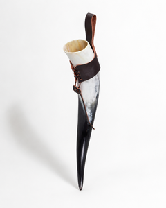 Best Quality Polished Real Ox Horn Viking Drinking Horn with Leather Holster Leak Proof Lid Vacuum Insulation <b>Coffee</b> Mug - Product Image 4