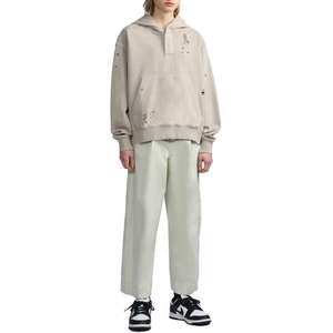 Fabricante personalizado Vintage desgastado bordado parche sudaderas con capucha hombres Zip up Hoodie manga extraíble Sudadera con capucha - Product Image 1