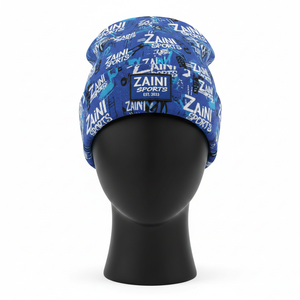 Bonnet en tricot pour femme, qualité supérieure, tissu en polyester 180 GSM, doux et extensible, design bleu, logo personnalisé, bonnet en jacquard - Product Image 6