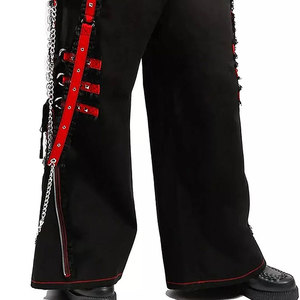 Pantalon ample noir et rouge en coton 100% pour femmes, style gothique, chaîne de minuit, tendance gothique, 2026 - Product Image 4