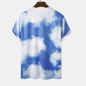 เสื้อยืดคอกลมผู้ชาย ผ้าฝ้าย 220 กรัม ผ้าเจอร์ซีย์เรียบ พิมพ์ลายดิจิตอลตามสั่ง สไตล์ฮิปฮอป แขนสั้น ลายพื้น ลายมัดย้อม - Product Image 4