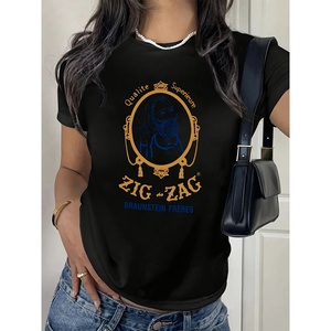 Women's Leisure T-Shirt for Spring/Summer <b>One</b>-Color Standard Printed <b>Top</b> Made in China - Product Image 1