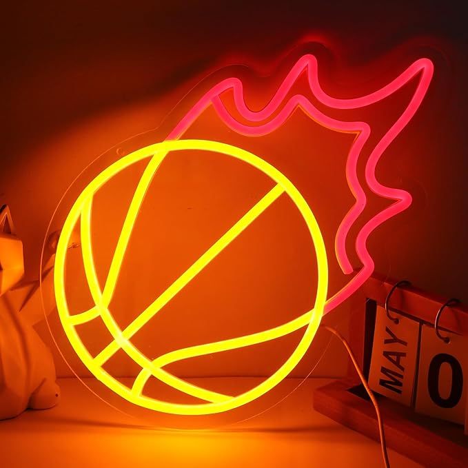 Flame Basketball Neon Sign Adjustable Brightness