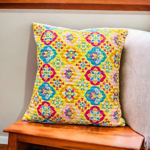 Jaipuri Ensemble de housses de coussin matelassées de luxe 5 carrés à motif floral géométrique pour la maison Hôtel Infusant Confort Héritage N'importe quel réglage - Product Image 2