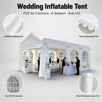 Tente de mariage gonflable blanche en tissu Oxford PVC, colonne d'air, quatre saisons, double couche, imperméable, ignifuge, anti-UV, pour fêtes