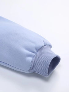 Vente en gros de sweat à capuche court Sky Script pour femmes 45% coton 55% doublure polaire en polyester technique d'impression bouffante occultante solide - Product Image 5