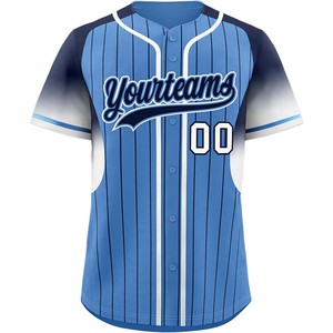 Venta al por mayor fabricante de camisetas de béisbol ajuste personalizado de malla abotonada impresión por sublimación con números de sarga de aparejos - Product Image 3