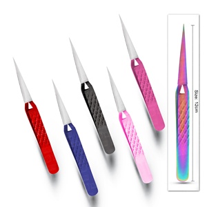 Stainless Steel Eyelash Tweezers with <b>Micro</b>-Grid Technology for 100% Secure Grip on Thin Lashes Anti-Magnetic & Durable - Product Image 3