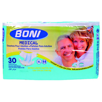 Pañales Desechables para Adultos Boni con Canal 3D Anti-Fugas, Tamaño Mediano, 15 Piezas, Material de Pulpa de Madera con Certificación ISO, Revestimiento Trasero de PE, Japón