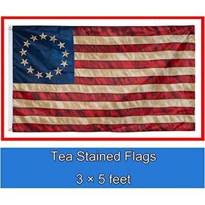 Drapeau américain vintage Betsy Ross 3x5 pieds, teinté au thé, fabriqué aux États-Unis, 13 étoiles, qualité supérieure, pack de 10, marque USA TOP FLAGSINC - Product Image 2