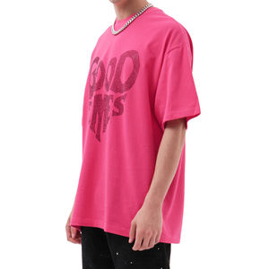 Camisetas personalizadas con estampado de diamantes de imitación a la venta a granel, camisetas unisex personalizadas 100% algodón, camiseta para hombre, ajuste suelto, estampado - Product Image 2