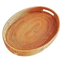Vente en gros plateau de petit-déjeuner rectangulaire en rotin tissé festonné plateau de service en rotin de luxe en osier fait à la main herbe de mer d'Inde - Product Image 3